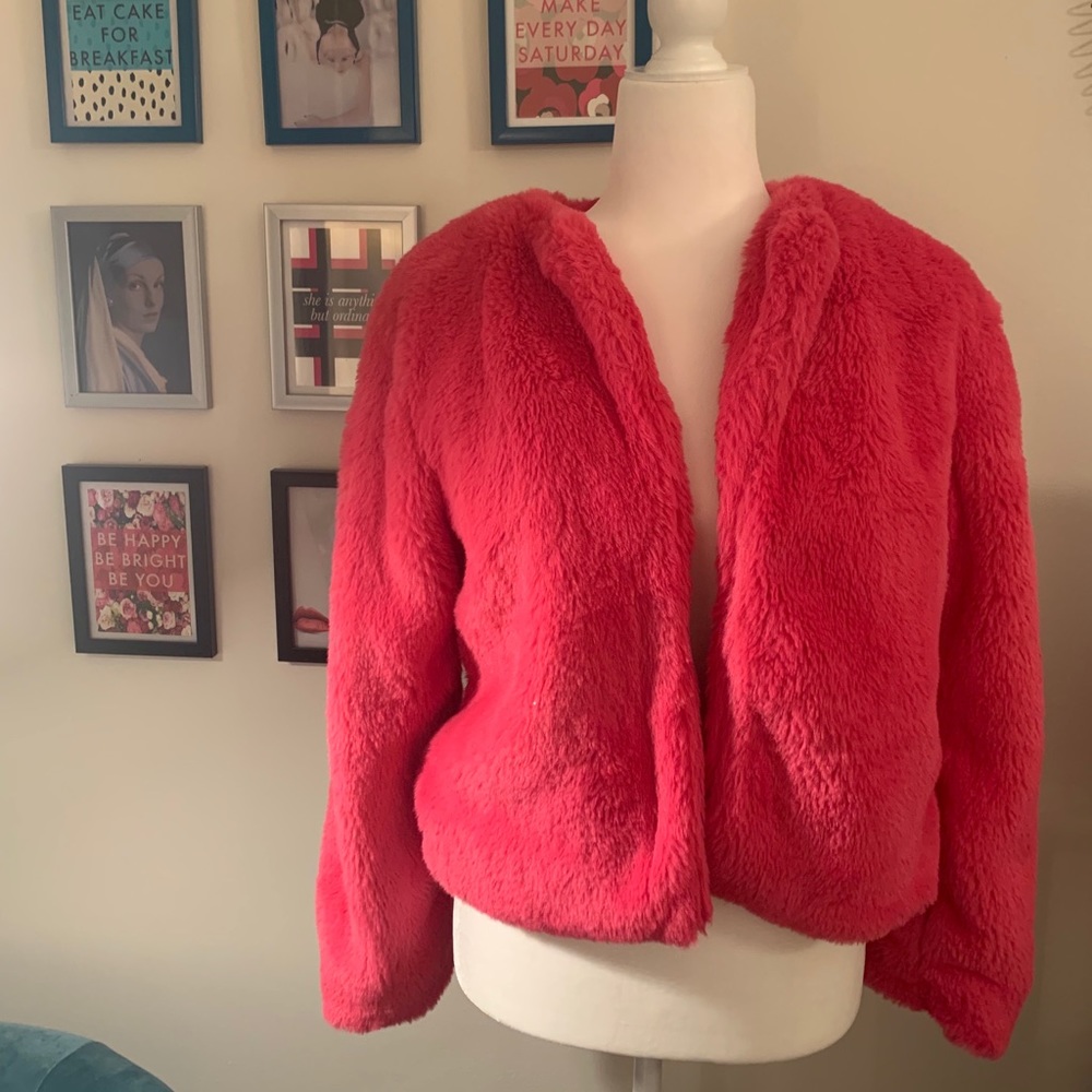 NWT- Faux Fur Fuchsia Coat